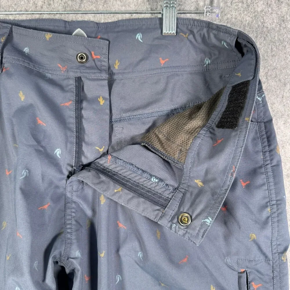 Club Ride Shorts Mens Size 34x11 Blue Cargo Cactus Bird Adjustable Waist